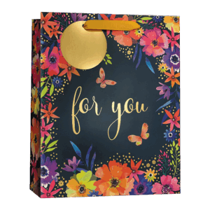 Gift Bag Medium – Dark Floral W215 x H265 x D100mm from Harrisons Direct