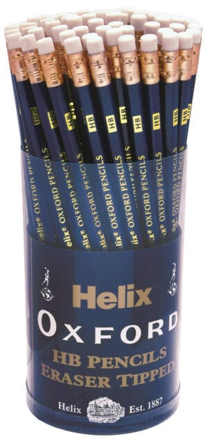 Helix Oxford Pencils HB Rubber Tipped Tub from Harrisons Direct