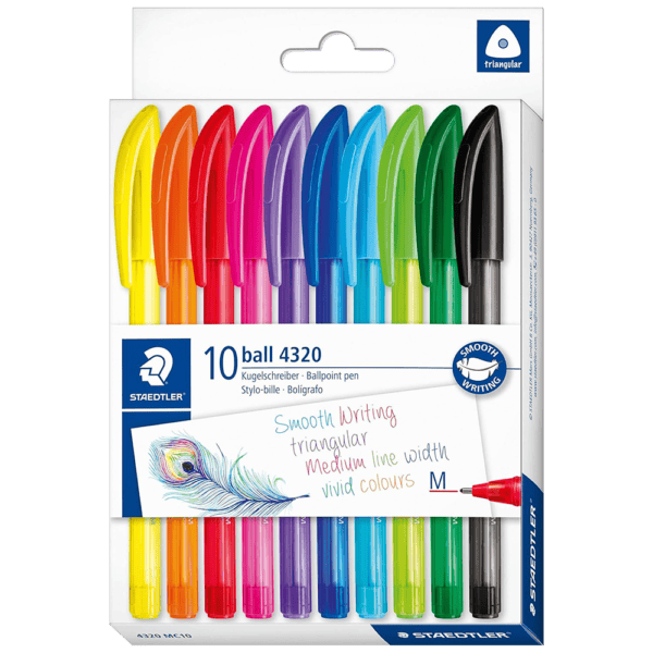 Staedtler 10 Rainbow Ball Pens Hang Pack from Harrisons Direct