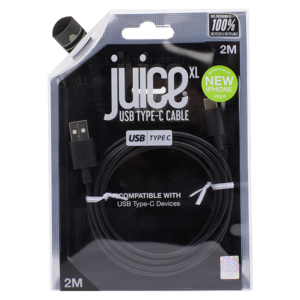 Juice USB Type-C Charging Cable Round Black 2m from Harrisons Direct