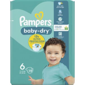 Pampers Baby Dry Nappies Size 6 15kg, 33lbs, 19's from Harrisons Direct