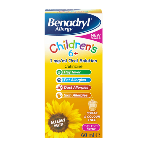 Benadryl Allergy Relief for Children 6 Oral Solution 1mg-ml 60ml from Harrisons Direct