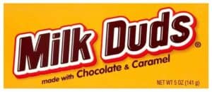 A box of Hershey’s Milk Duds from Harrisons Direct