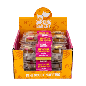 The Barking Bakery Trio Iced Woofins in CDU from Harrisons Direct