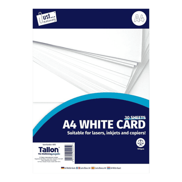 Just Stationery A4 White Card 30 Sheets from Harrisons Direct