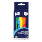 Just Stationery 5 Pack of Highlighters Assorted Bright Colours from Harrisons Direct