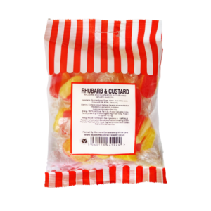 Monmore Rhubarb and Custard Bag 140g from Harrisons Direct