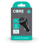 Wholesale Core Essentials USB-C + USB Car Charger 3.1A from Harrisons Direct