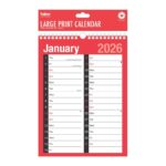 Wholesale 2026 Calendar Red & Black Month To View A4 2 Column from Harrisons Direct