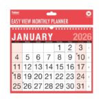Wholesale 2026 Calendar Red & Black Month To View Easy View from Harrisons Direct