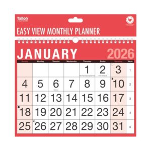 Wholesale 2026 Calendar Red & Black Month To View Easy View from Harrisons Direct