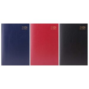 Wholesale 2026 Diary A4 Week To View Hardback Value Blue, Red & Black from Harrisons Direct