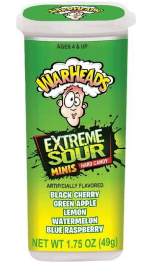 A tub of Warheads Extreme Sour Minis Hard Candy from Harrisons Direct