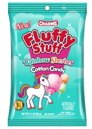 A packet of Fluffy Stuff Rainbow Sherbet Cotton Candy from Harrisons Direct