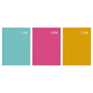 Wholesale 2026 Diary A5 Week To View Bright Casebound Green, Pink & Yellow from Harrisons Direct