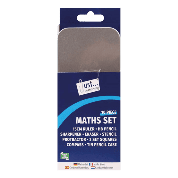 Just Stationery 10 Piece Maths Set In Tin from Harrisons Direct