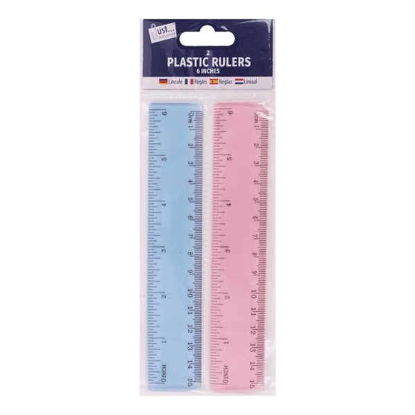 Just Stationery 6" Plastic Rulers Assorted Colours 2 Pack from Harrisons Direct