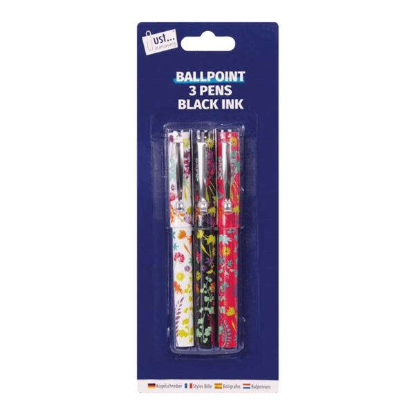 Just Stationery Designer Barrel Ball Point Pens 3s from Harrisons Direct