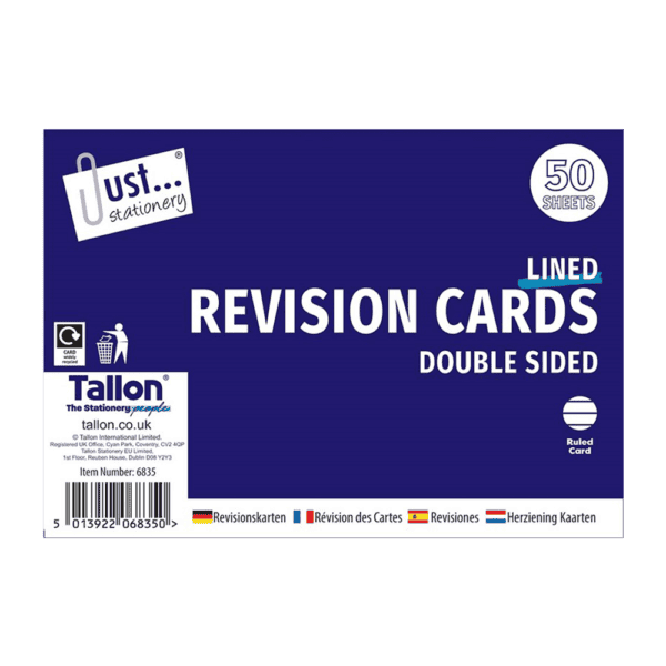 Just Stationery Double Sided Revision Cards - 50's from Harrisons Direct