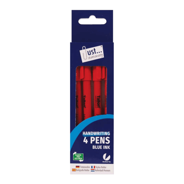 Just Stationery Hand Writing Pens Blue 4 Pack from Harrisons Direct