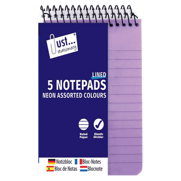 Just Stationery Neon Cover Notebook 5 Pack from Harrisons Direct