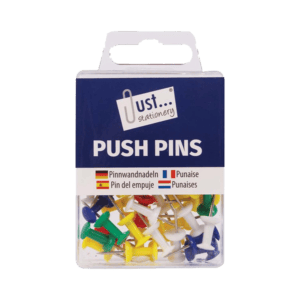 Just Stationery Push Pins Assorted Colours 50's from Harrisons Direct