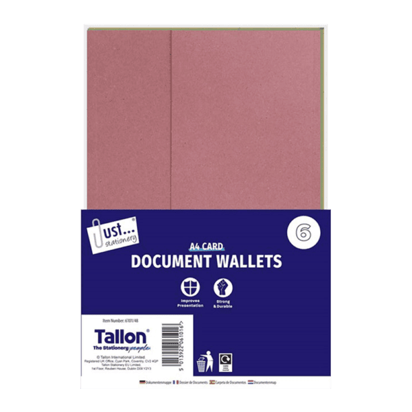 Just Stationery Traditional Card Document Wallets 6's from Harrisons Direct