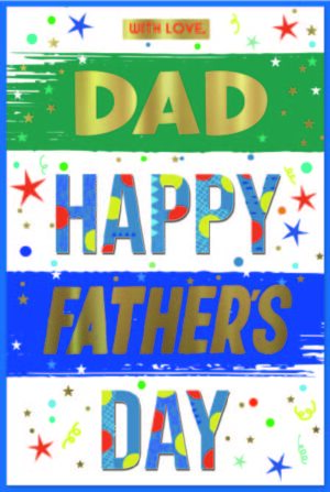 Father's Day Card Dad Bright Text from Harrisons Direct