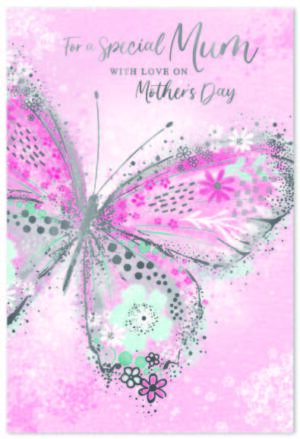 Mother's Day Card Mum - Pink Butterflies from Harrisons Direct