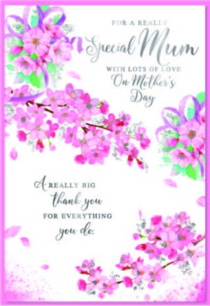 Mother's Day Card Mum - Pink Flowers from Harrisons Direct