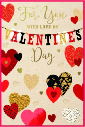 Valentine's Day Card Open - Hearts Bunting from Harrisons Direct