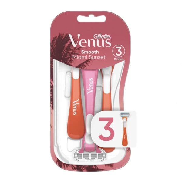 Gillette Venus Smooth Disposable Razors Miami Sunset 3's from Harrisons Direct