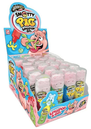 Johny Bee Snotty Pig Lollipop Gel 40g in CDU from Harrisons Direct