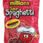 Millions Strawberry Spaghetti 120g Bags from Harrisons Direct.