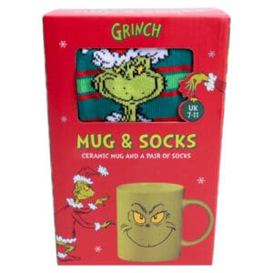 The Grinch Mug and Socks set from Harrisons Direct