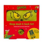 The Grinch Sock & Sleep Mask gift set from Harrisons Direct