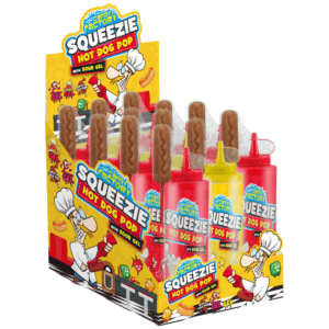 Crazy Candy Factory Squeezie Hot Dog Pop 80g in CDU from Harrisons Direct