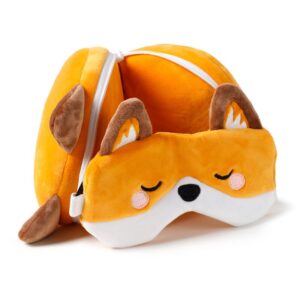 Relaxeazzz Adoramals Finnick the Fox Plush Travel Pillow & Eye Mask from Harrisons Direct.