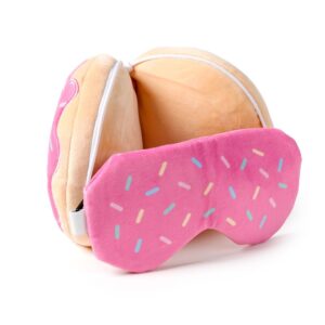 Relaxeazzz Adorasnacks Donut Plush Travel Pillow & Eye Mask from Harrisons Direct