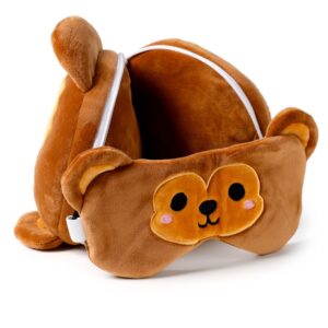 Relaxeazzz Monkey Plush Travel Pillow & Eye Mask from Harrisons Direct