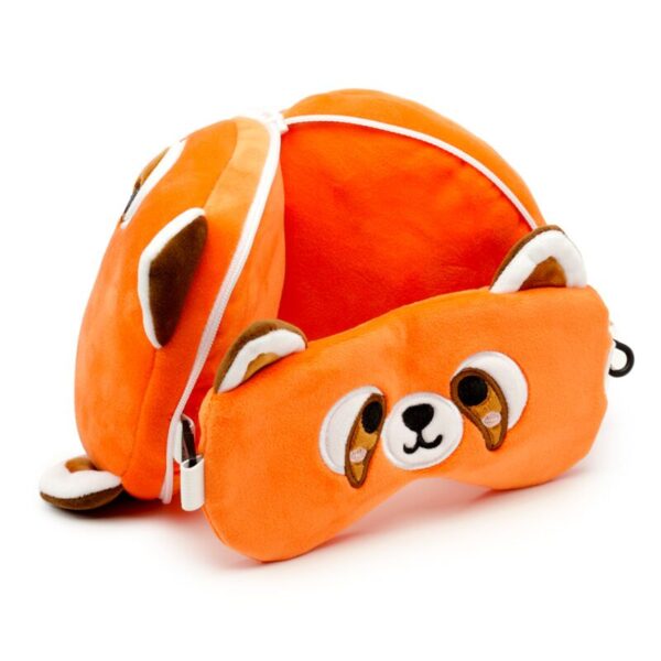 Relaxeazzz Red Panda Plush Travel Pillow Eye Mask from Harrisons Direct