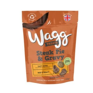 Wagg Dog Steak Pie and Gravy Treats 125g bags from Harrisons Direct