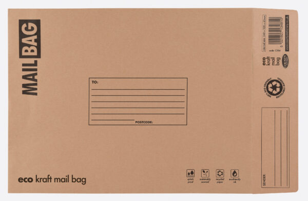 Eco Kraft Mail Bags Medium 240 x 320 x 60mm from Harrisons Direct