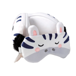 Relaxeazzz Adoramals Bali the Zebra Plush Travel Pillow & Eye Mask from Harrisons Direct