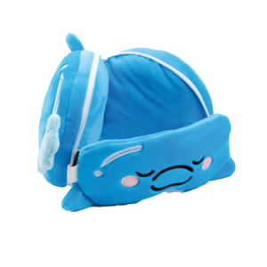 Relaxeazzz Adoramals Blu the Dolphin Plush Travel Pillow & Eye Mask from Harrisons Direct