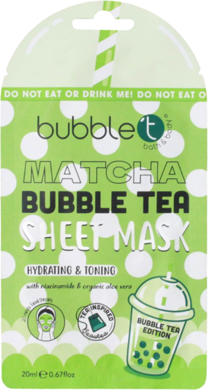 Bubble T Face Sheet Mask in Matcha 20ml from Harrisons Direct