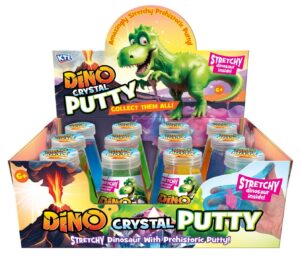 Dino Crystal Putty with Stretchy Dinosaur CDU from Harrisons Direct