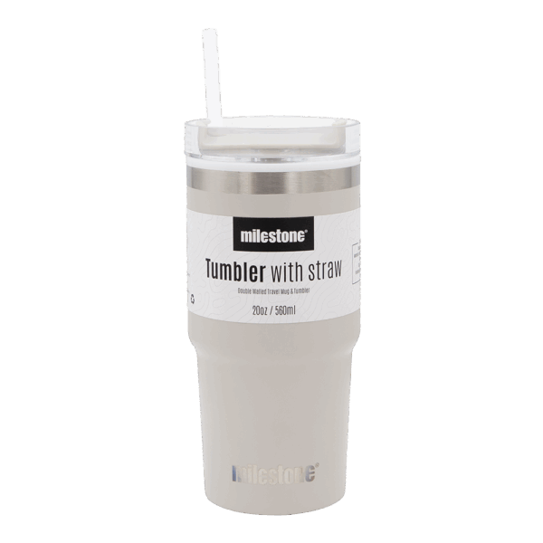 Milestone Tumbler Almond with Straw 560ml from Harrisons Direct