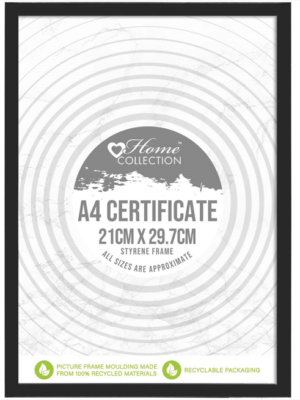 A4 Styrene Photo Frame Black from Harrisons Direct