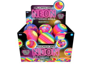 Wholesale Neon Printed Inflated Balls 10cm Assorted CDU from Harrisons Direct